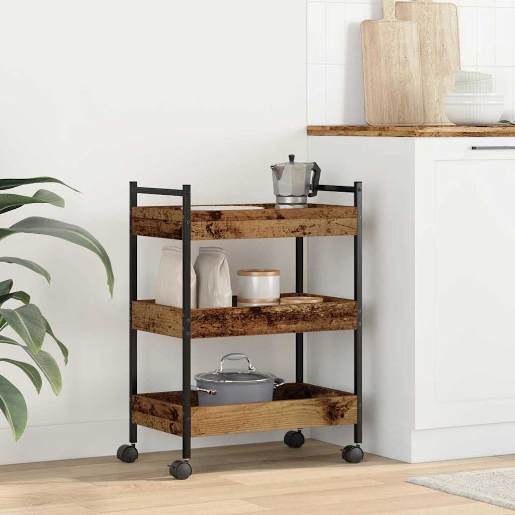 Καρότσι Κουζίνας Παλαιό ξύλο 50 x 30 x 70 εκ. - Pakobazaar