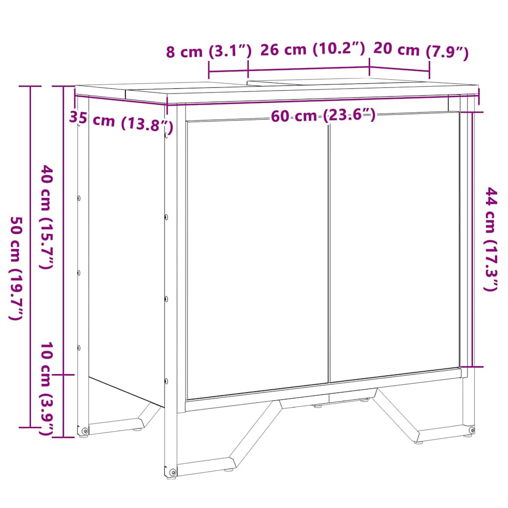 Ντουλάπα Νιπτήρα Mπάνιου με πόρτα Artisan Oak 60 x 35 x 60 εκ. - Pakobazaar