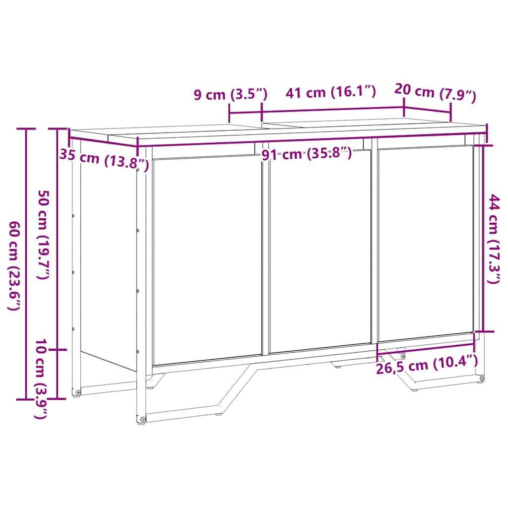 Ντουλάπι Λεκάνης Artisan Oak 91 x 35 x 60 εκ Επεξεργασμένο ξύλο - Pakobazaar