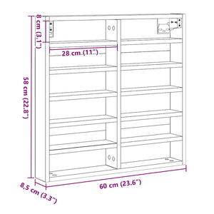 Βιτρίνα Επιτοίχιο Μαύρη Οξυά 60 x 8,5 x 58 εκ