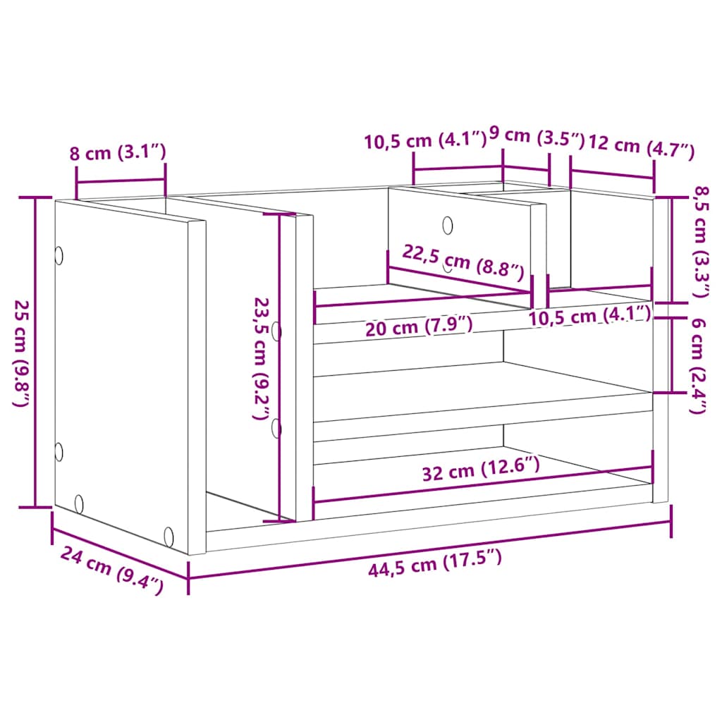 Οργανωτής Γραφείου Παλιό ξύλο 44,5 x 24 x 25 εκ - Pakobazaar
