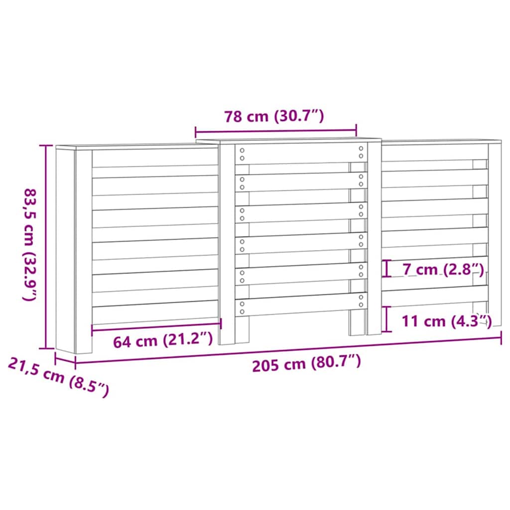 Καπάκι Καλοριφέρ Μαύρη Οξυά 205 x 21,5 x 83,5 cm - Pakobazaar