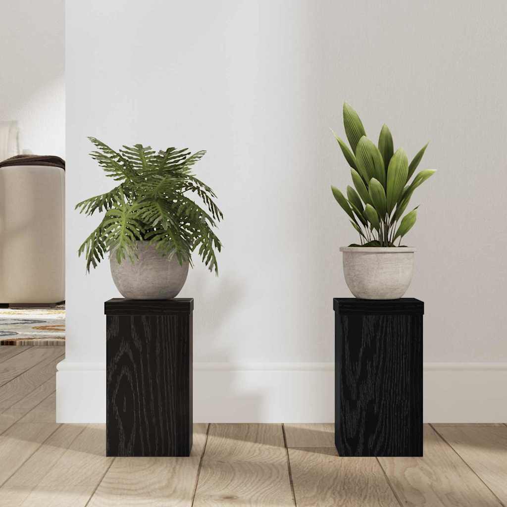 Βάση φυτών 2 pcs Μαύρη Οξυά 10 x 10 x 18 cm Επεξεργασμένο ξύλο
