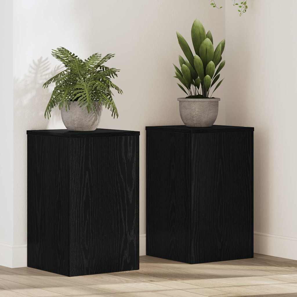 Βάση φυτών 2 pcs Μαύρη Οξυά 30 x 30 x 50 cm Επεξεργασμένο ξύλο - Pakobazaar