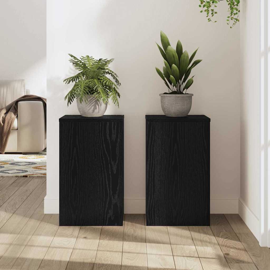 Βάση φυτών 2 pcs Μαύρη Οξυά 30 x 30 x 50 cm Επεξεργασμένο ξύλο - Pakobazaar