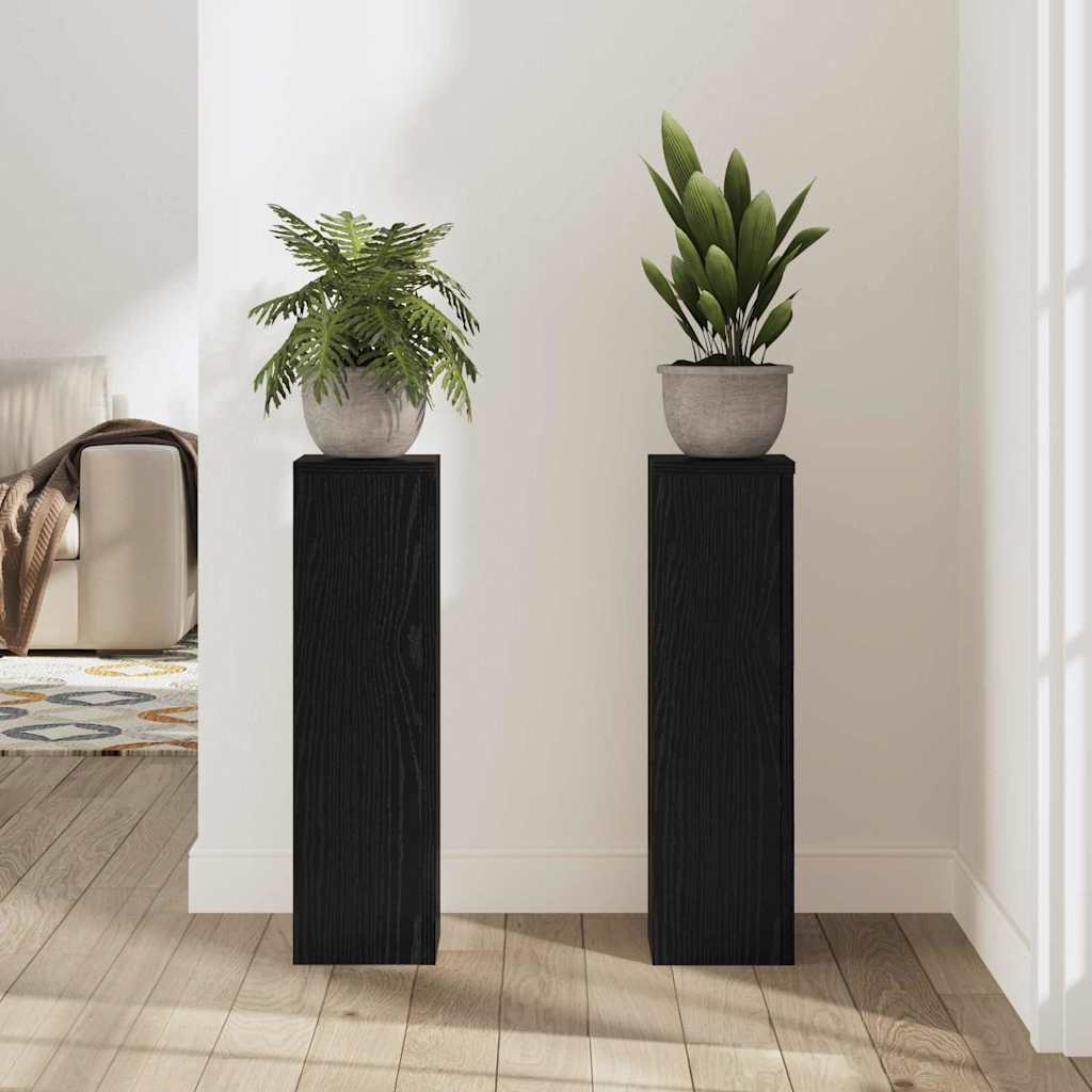 Βάση φυτών 2 pcs Μαύρη Οξυά 17 x 17 x 60 cm Επεξεργασμένο ξύλο - Pakobazaar