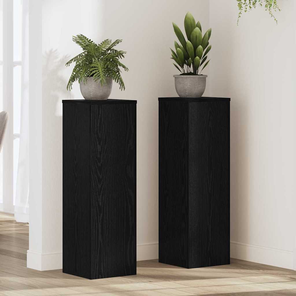 Βάση φυτών 2 pcs Μαύρη Οξυά 25 x 25 x 80 cm Επεξεργασμένο ξύλο - Pakobazaar