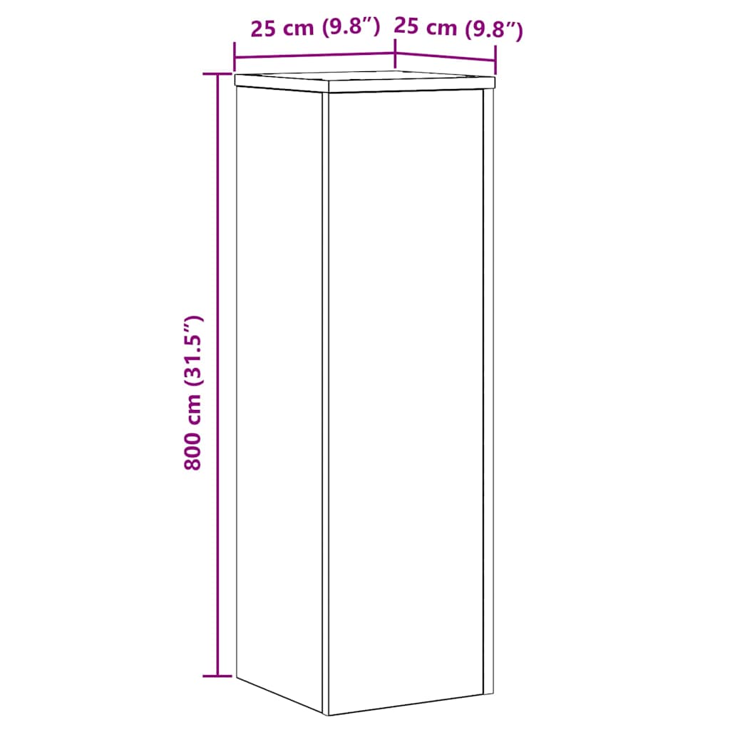 Βάση φυτών 2 pcs Μαύρη Οξυά 25 x 25 x 80 cm Επεξεργασμένο ξύλο - Pakobazaar