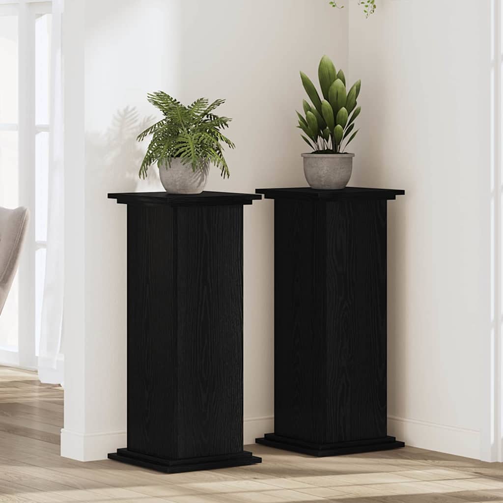 Βάση φυτών Μαύρη Οξυά 33 x 33 x 80 cm Επεξεργασμένο ξύλο