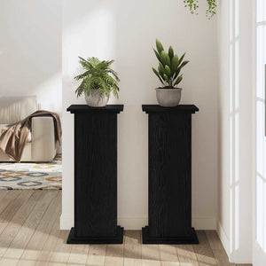 Βάση φυτών Μαύρη Δρυς 33 x 33 x 80 cm Επεξεργασμένο ξύλο
