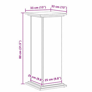Βάση φυτών Μαύρη Δρυς 33 x 33 x 80 cm Επεξεργασμένο ξύλο