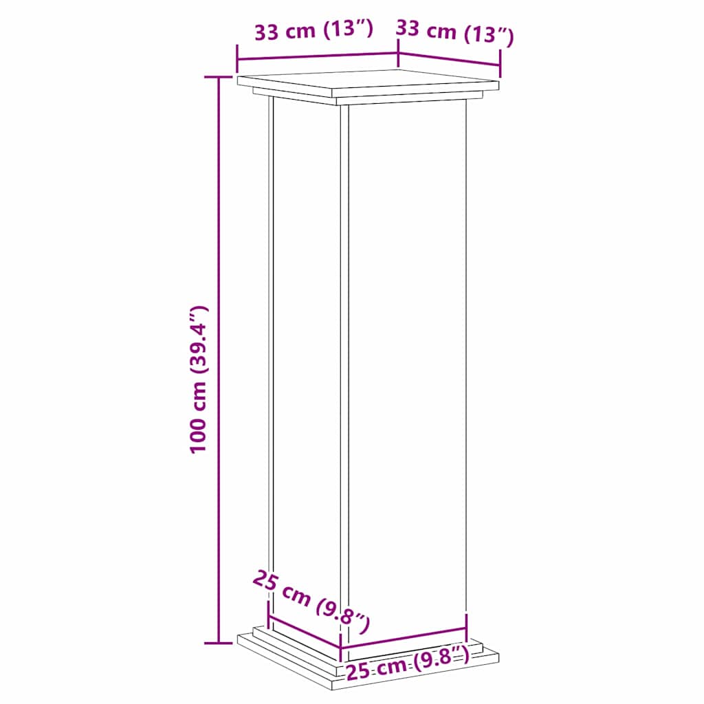 Βάση φυτών Μαύρη Οξυά 33 x 33 x 100 cm Επεξεργασμένο ξύλο - Pakobazaar