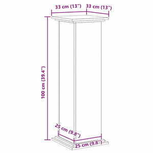 Βάση φυτών Μαύρη Οξυά 33 x 33 x 100 cm Επεξεργασμένο ξύλο - Pakobazaar