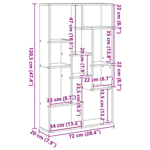 Βιβλιοθήκη Μαύρη Οξυά 70 x 20 x 102.5 εκ Επεξεργασμένο ξύλο - Pakobazaar