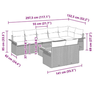 Σετ Καναπέ Κήπου με μαξιλάρι 9 pcs Μαύρο συνθετικό ρατάν - Pakobazaar