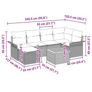 Σετ Καναπέ Κήπου με μαξιλάρι 7 pcs Γκρι συνθετικό ρατάν - Pakobazaar
