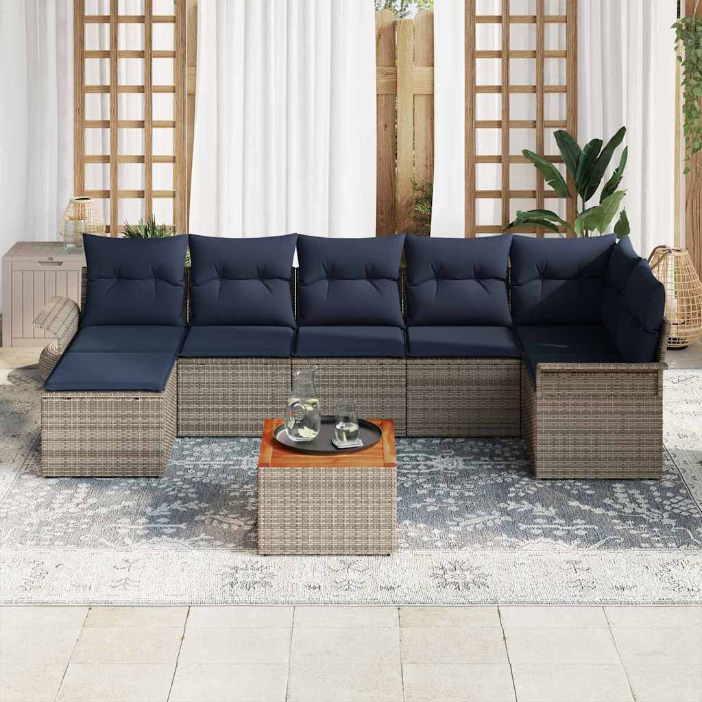 Σετ Καναπέ Κήπου με μαξιλάρι 8 pcs Γκρι συνθετικό ρατάν - Pakobazaar