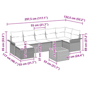 Σετ Καναπέ Κήπου με μαξιλάρι 8 pcs Γκρι συνθετικό ρατάν - Pakobazaar