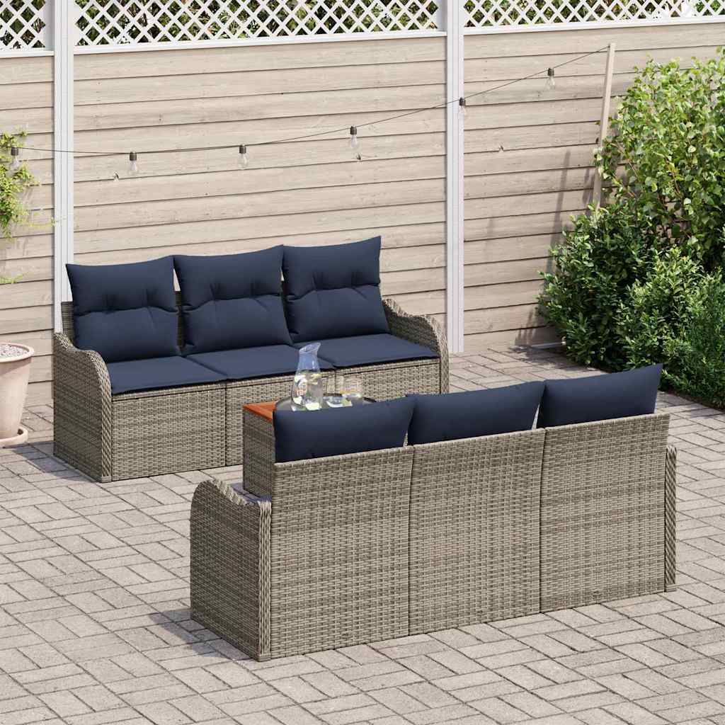 Σετ Καναπέ Κήπου 7 τμχ. Γκρι συνθετικό ρατάν