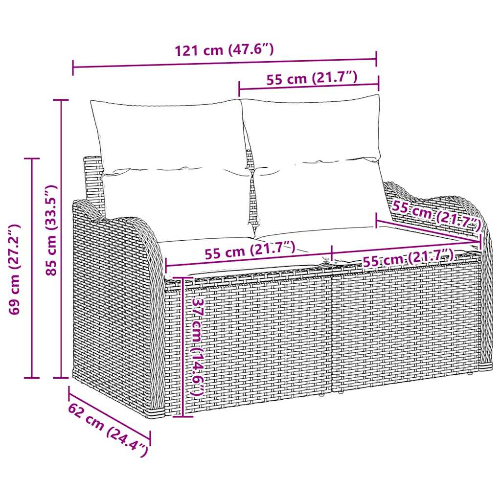 Σετ Καναπέ Κήπου με μαξιλάρι 5 pcs Μαύρο συνθετικό ρατάν - Pakobazaar