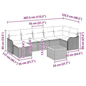 Σετ Καναπέ Κήπου με μαξιλάρι 8 pcs Μαύρο συνθετικό ρατάν - Pakobazaar