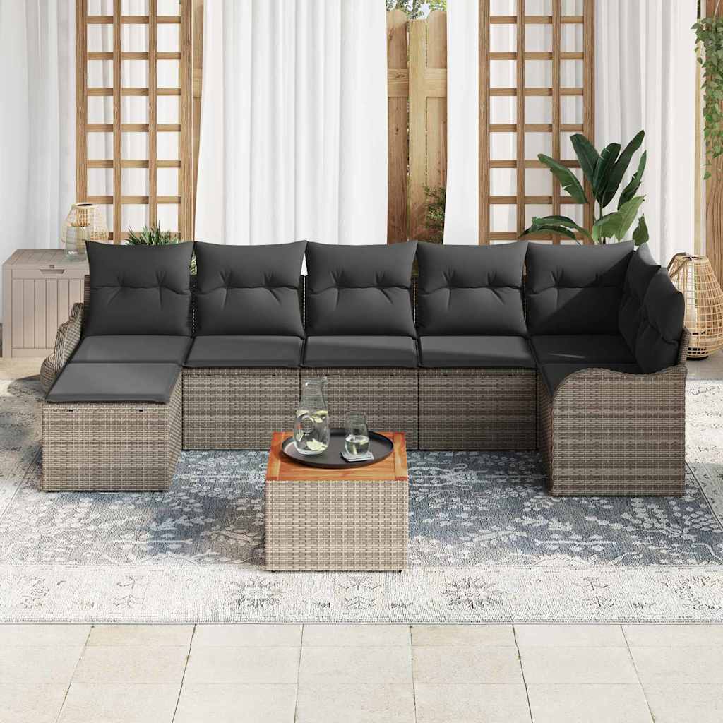 Σετ Καναπέ Κήπου με μαξιλάρι 8 pcs Γκρι συνθετικό ρατάν