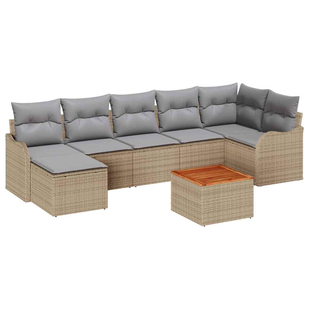 Σετ Καναπέ Κήπου με μαξιλάρι 8 pcs Μπεζ συνθετικό ρατάν