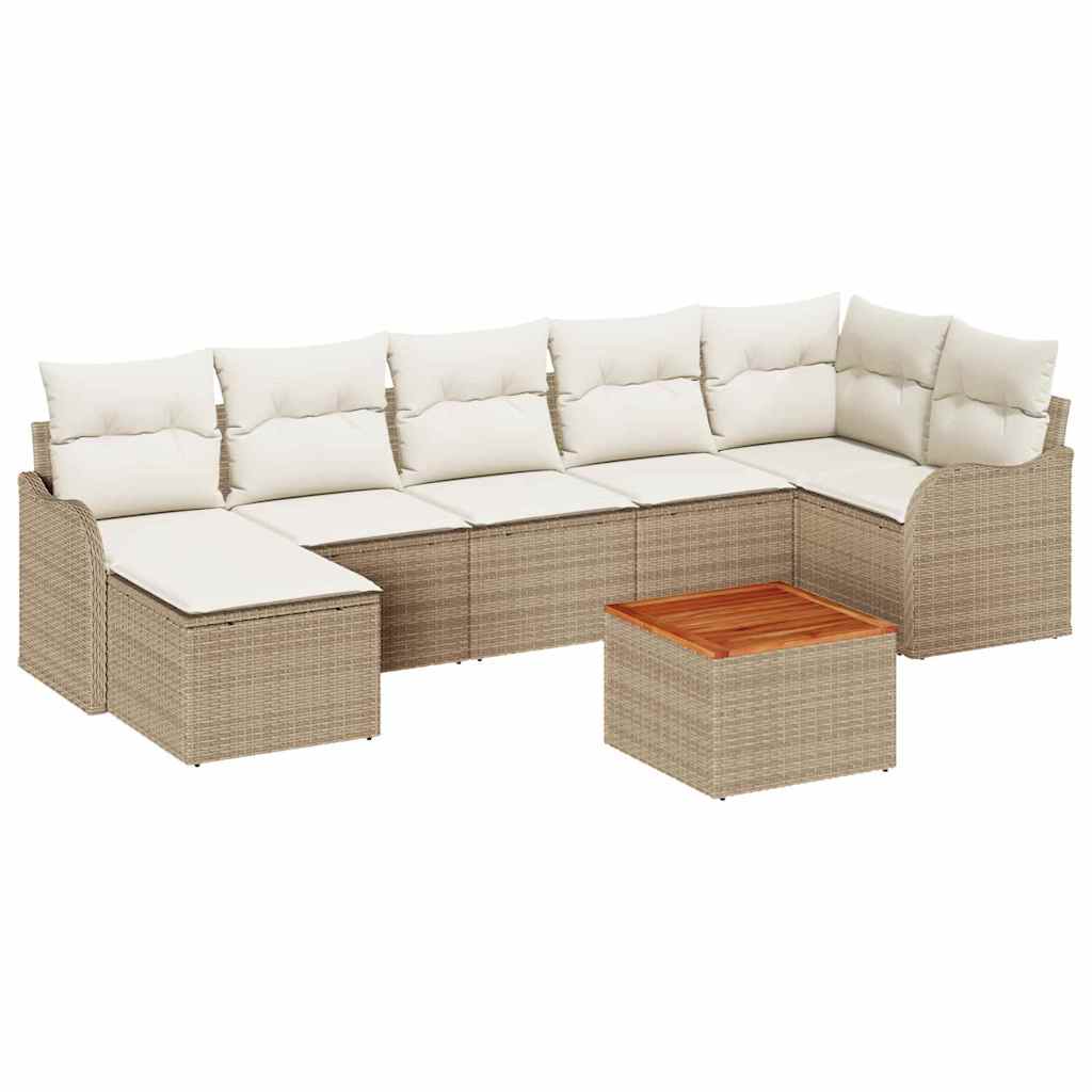 Σετ Καναπέ Κήπου με μαξιλάρι 8 pcs Μπεζ συνθετικό ρατάν