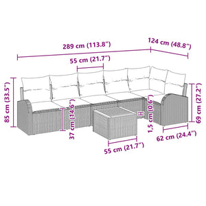 Σετ Καναπέ Κήπου με μαξιλάρι 7 pcs Μαύρο συνθετικό ρατάν - Pakobazaar