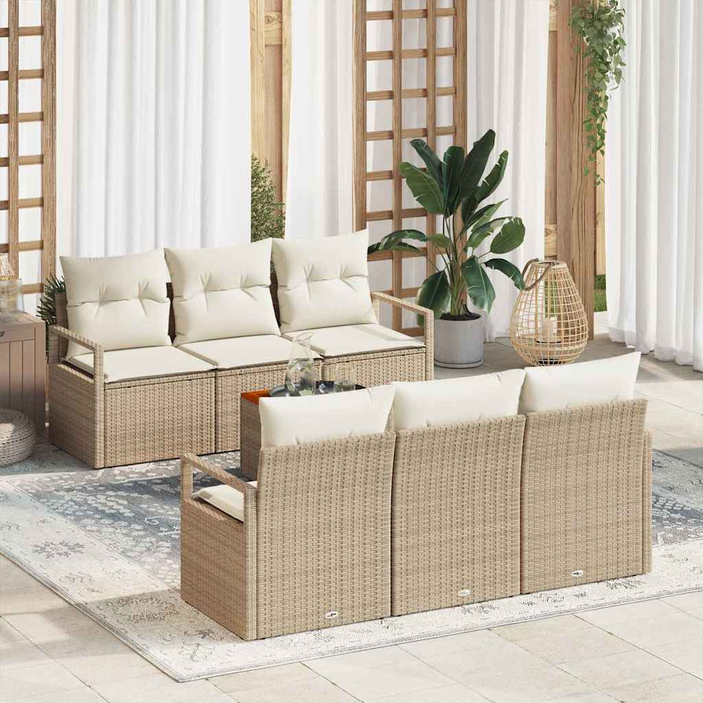 Σετ Καναπέ Κήπου με μαξιλάρι 7 pcs Μπεζ συνθετικό ρατάν