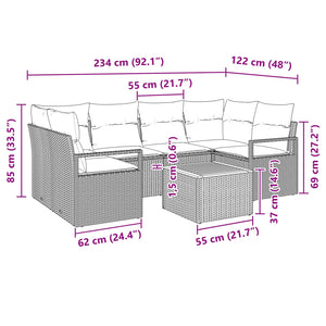 Σετ Καναπέ Κήπου με μαξιλάρι 7 pcs Γκρι συνθετικό ρατάν - Pakobazaar