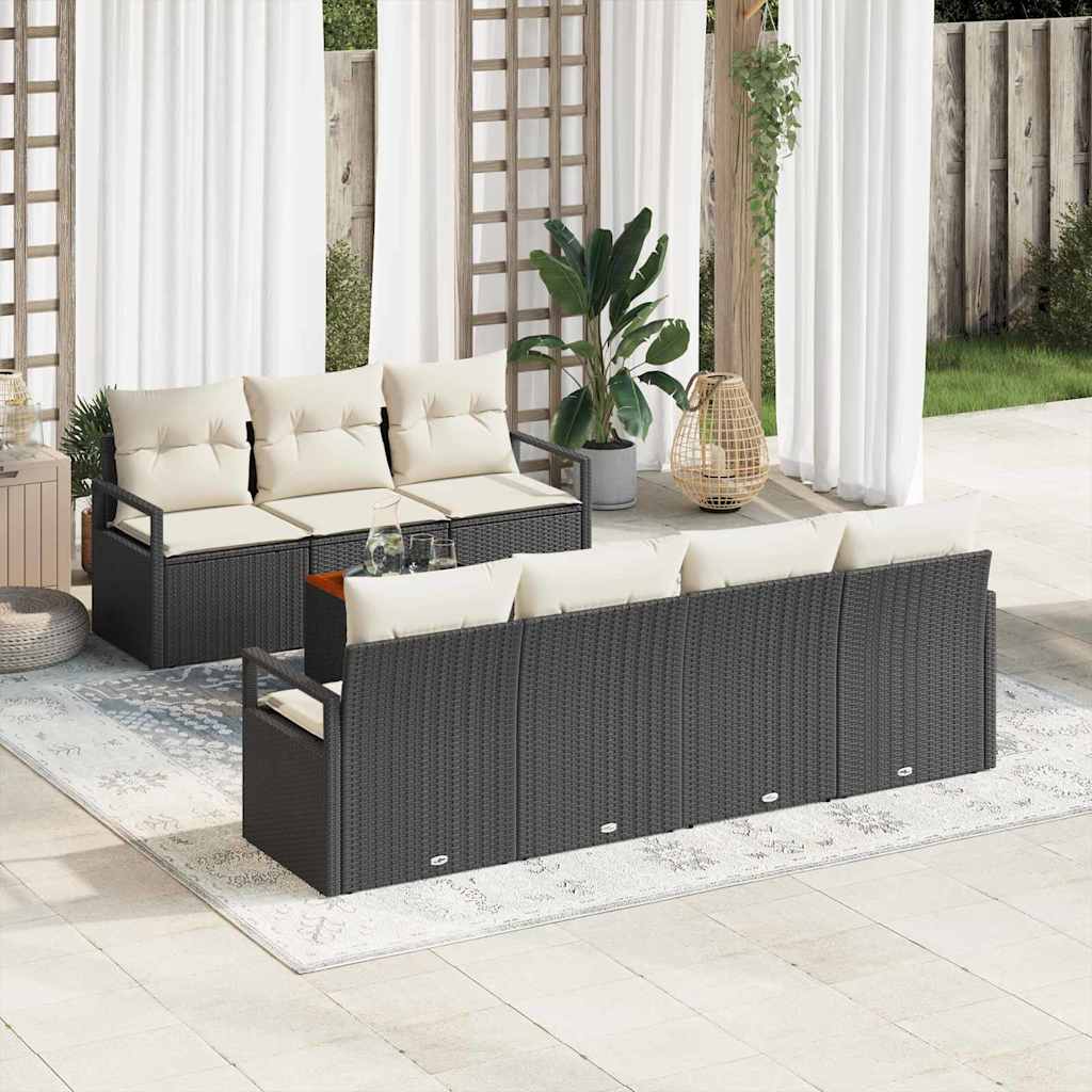 Σετ Καναπέ Κήπου με μαξιλάρι 8 pcs Μαύρο συνθετικό ρατάν - Pakobazaar