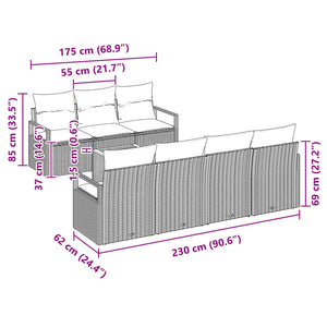 Σετ Καναπέ Κήπου με μαξιλάρι 8 pcs Γκρι συνθετικό ρατάν - Pakobazaar