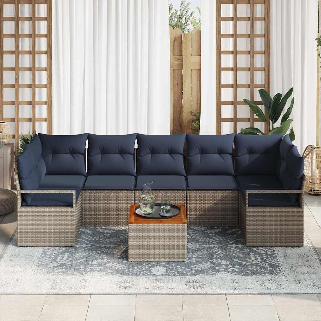 Σετ Καναπέ Κήπου με μαξιλάρι 8 pcs Γκρι συνθετικό ρατάν - Pakobazaar