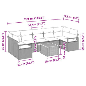 Σετ Καναπέ Κήπου με μαξιλάρι 8 pcs Μαύρο συνθετικό ρατάν - Pakobazaar