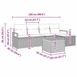 Σετ Καναπέ Κήπου με μαξιλάρι 6 pcs Μαύρο συνθετικό ρατάν - Pakobazaar
