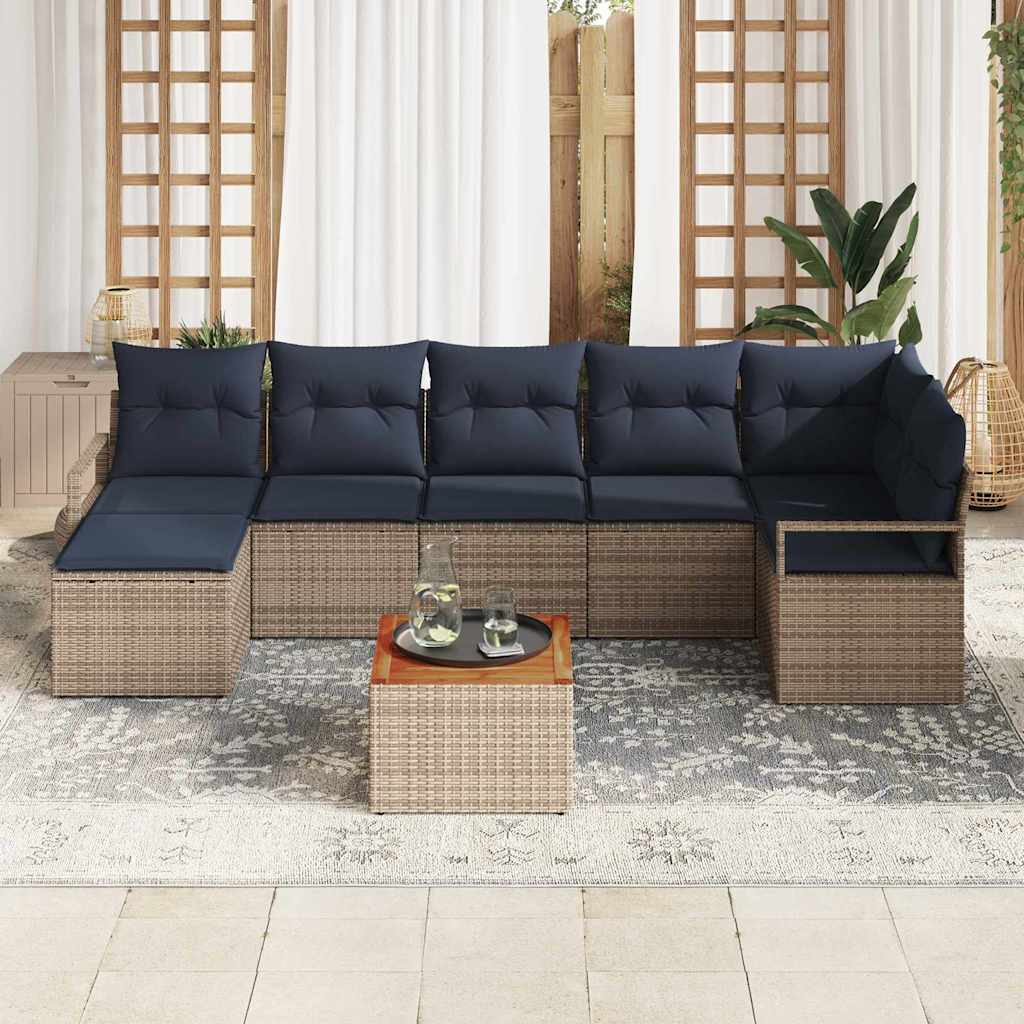 Σετ Καναπέ Κήπου με μαξιλάρι 8 pcs Γκρι συνθετικό ρατάν - Pakobazaar