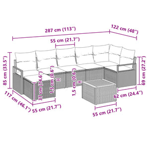 Σετ Καναπέ Κήπου με μαξιλάρι 8 pcs Μαύρο συνθετικό ρατάν - Pakobazaar