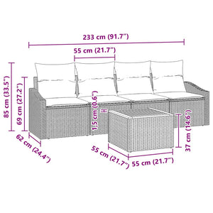 Σετ Καναπέ Κήπου με μαξιλάρι 5 pcs Μαύρο συνθετικό ρατάν - Pakobazaar