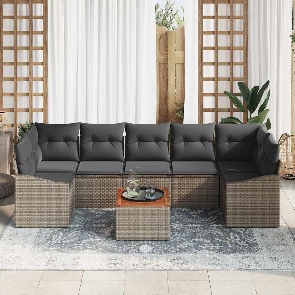 Σετ Καναπέ Κήπου με μαξιλάρι 8 pcs Γκρι συνθετικό ρατάν