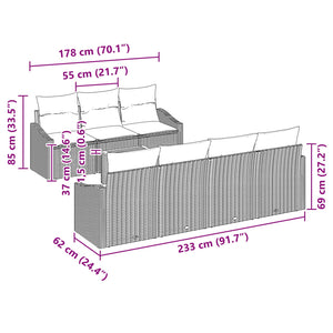 Σετ Καναπέ Κήπου με μαξιλάρι 9 pcs Μαύρο συνθετικό ρατάν - Pakobazaar
