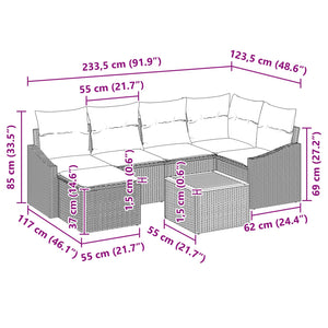 Σετ Καναπέ Κήπου με μαξιλάρι 7 pcs Μαύρο συνθετικό ρατάν - Pakobazaar
