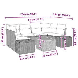 Σετ Καναπέ Κήπου με μαξιλάρι 7 pcs Μαύρο συνθετικό ρατάν - Pakobazaar