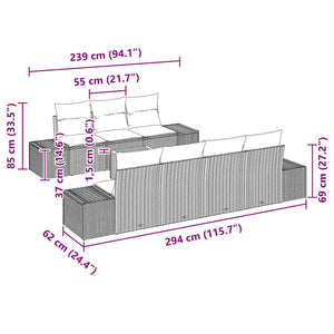 Σετ Καναπέ Κήπου με μαξιλάρι 8 pcs Μαύρο συνθετικό ρατάν - Pakobazaar