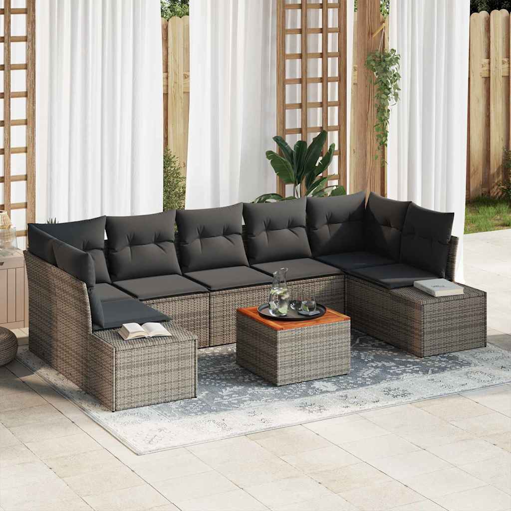 Σετ Καναπέ Κήπου με μαξιλάρι 8 pcs Γκρι συνθετικό ρατάν