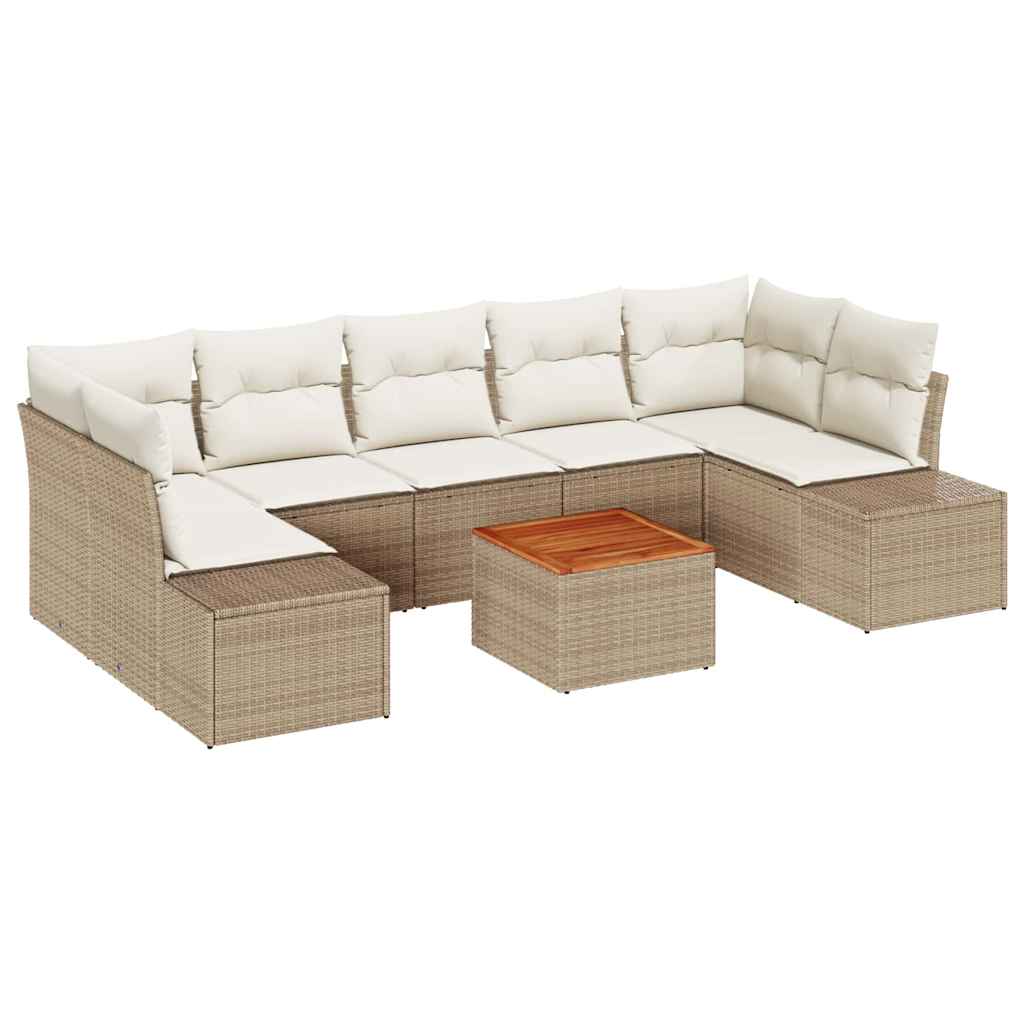 Σετ Καναπέ Κήπου με μαξιλάρι 8 pcs Μπεζ συνθετικό ρατάν