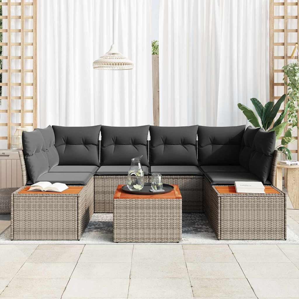 Σετ Καναπέ Κήπου με μαξιλάρι 6 pcs Γκρι Πολυ ράταν