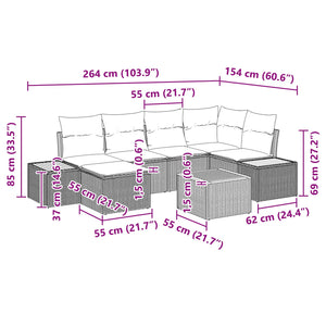 Σετ Καναπέ Κήπου με μαξιλάρι 7 pcs Μαύρο συνθετικό ρατάν - Pakobazaar