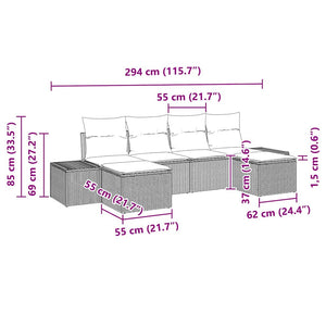 Σετ Καναπέ Κήπου 6 τμχ. Γκρι συνθετικό ρατάν