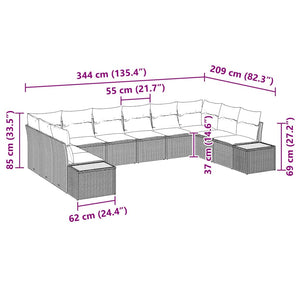Σετ Καναπέ Κήπου 10 τμχ. Μαύρο Πολυ ράταν